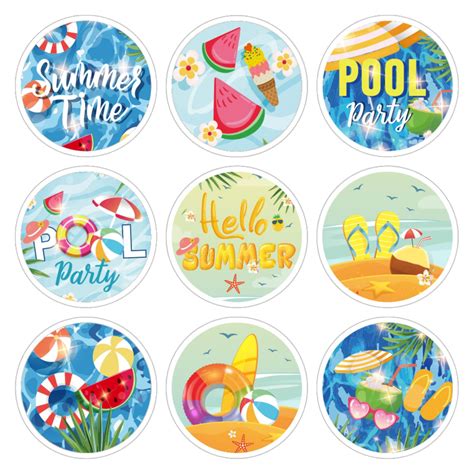 Summer Stickers Pcs Summer Pool Round Sticker Kit Summer Decoration