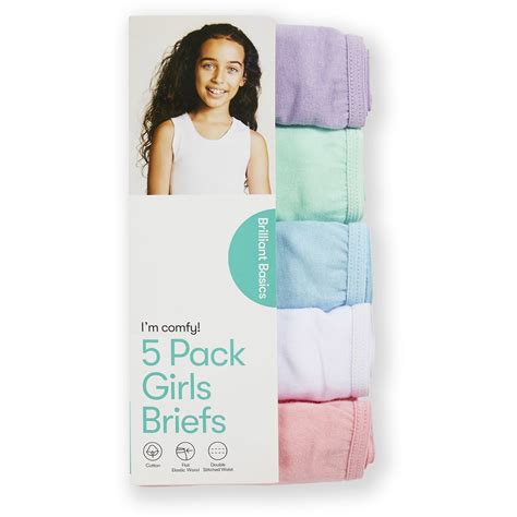 Brilliant Basics Girls Bikini Brief Pack Light Wash BIG W