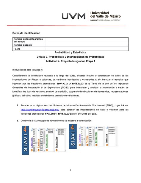 Ejercicio Probabilidad Y Estad Stica Uvm Datos De Identificaci N