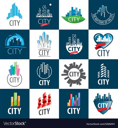 Large Set Of Logos City Royalty Free Vector Image