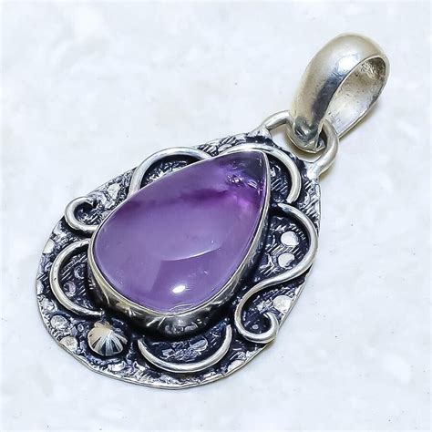 Afrikanischer Amethyst Edelstein Handgemacht Ethno Silber Schmuck