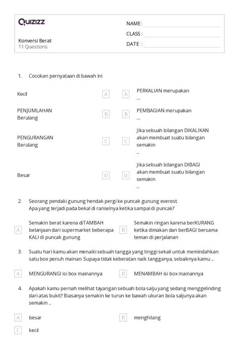 50 Lembar Kerja Skala Dan Konversi Untuk Kelas 3 Di Quizizz Gratis