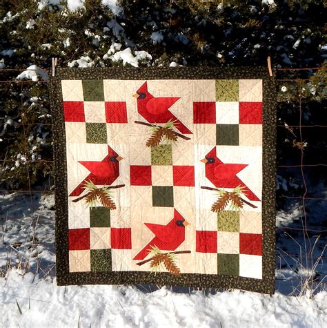 Winter S Majesty Cardinal 36 X 36 Quilt Etsy