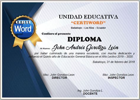 Diplomas Para Ni Os Para Editar En Word Descargar H Bitos De Ni Os Ef