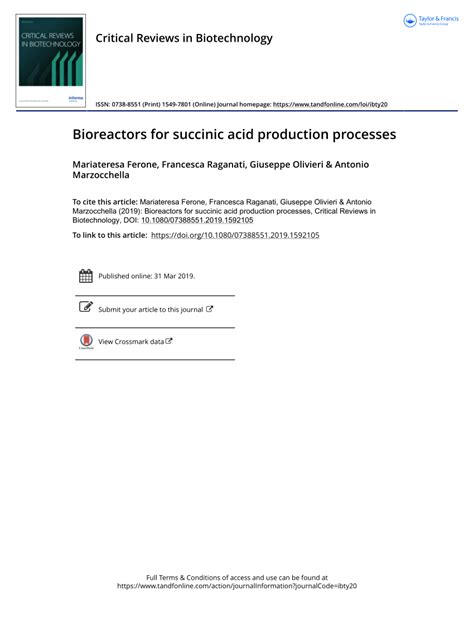 (PDF) Bioreactors for succinic acid production processes