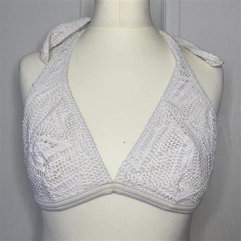 Crotchet Style Halter Neck Bikini Top Size Uk Depop