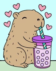 Capivara Tomando Milk Shake - Capivara Tomando Milk Shake para Colorir | Mundo dos Jogos