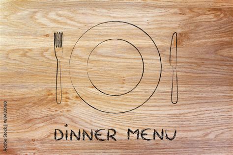 fork and knife, restaurant themed design: menu of the day Stock Photo ...