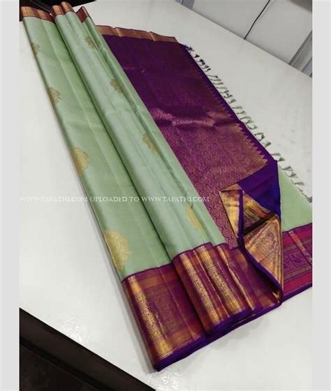 Fern Green And Magenta Color Kanchi Pattu Sarees With Koravai Border