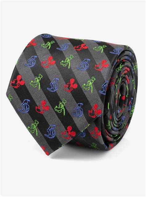 Hot Topic Disney Mickey Mouse And Friends Multi Black Stripe Men S Tie Hamilton Place