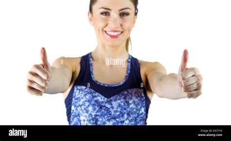 Fit Brunette Smiling At Camera Stock Photo Alamy