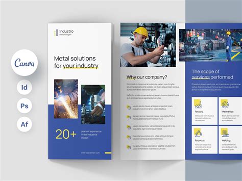welding services steel fabrication tri fold brochure indesign metal