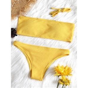Zaful Swim Nwt Yellow Bikini Set Poshmark