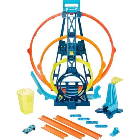 Hot Wheels Track Builder Triple Looping circuit à 3 loopings modulables petite voiture de