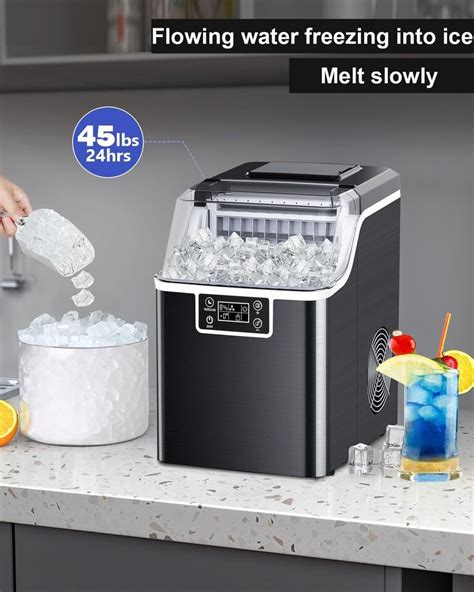 Kndko Portable Countertop Ice Maker 45lbs 24h Self Cleaning With Scoop