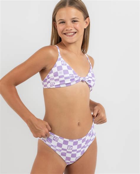 Shop Roxy Girls Magical Wave Bralette Bikini Set In Purple Rose Flower Box Fast Shipping