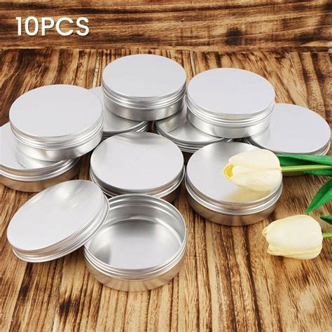 5040302010pcsset 50100ml Tin Cans Screw Top Round Metal Lip Balm Cream Tins Containers