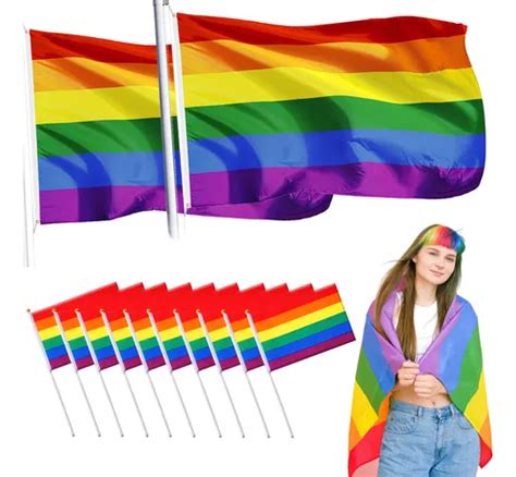 12pcs Bandera Lgbt Arcoíris Pride Marcha Orgullo Gay Lesbica MercadoLibre