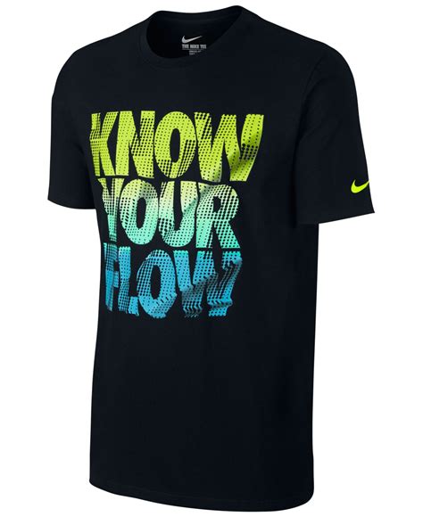 nike cotton mens   flow graphic  shirt  black  men lyst