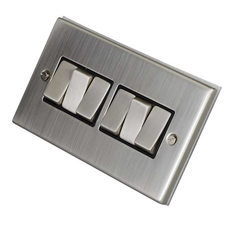 Lga Selectric 7m Pro 10a 6 Gang 2 Way Switch Metal Black Insert Satin Chrome 7mpro 205 Cef