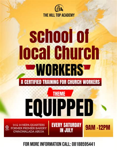 Orange Maximalist School Of Local Church Flye Template Postermywall