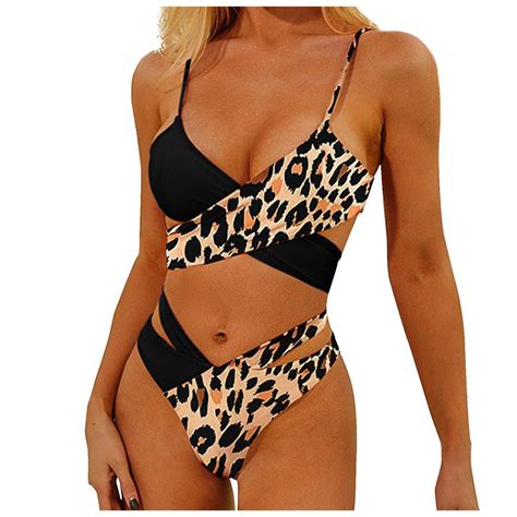 Buy Women S Fashion Sexy Split Swimsuit Two Color Cross Bikini Beach