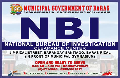 Nbi Clearance Center Municipality Of Baras Rizal Province