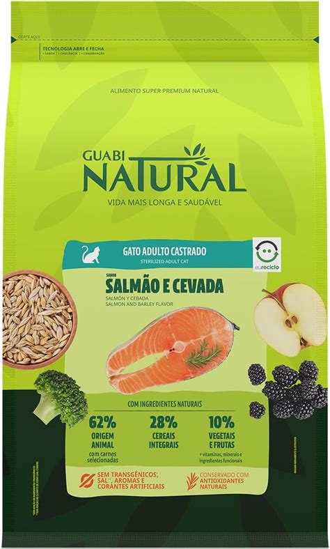 Ração Guabi Natural Gatos Adultos Castrados Salmão e Cevada 7,5 kg ...
