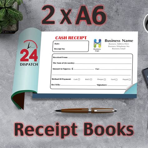 2 X A6 Personalised Duplicate Receipt Books/cash Receipts Full Colour