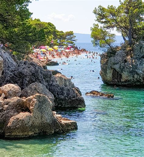 Croatia Dalmatia Brela Beach At The Height Of The Holiday Season A