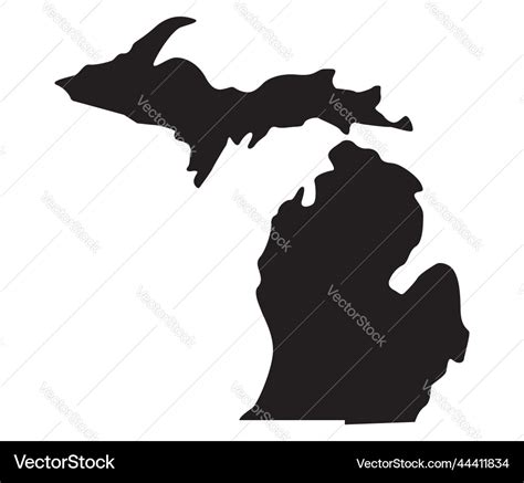 Michigan State Map Shape Simplified Silhouette Vector Image