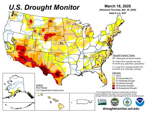 National - US Drought Monitor 3-20-25 For the 50 states and Puerto Rico