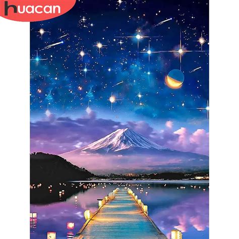 Huacan D Diamond Painting Bridge Mountain Embroidery Kit Mosaic