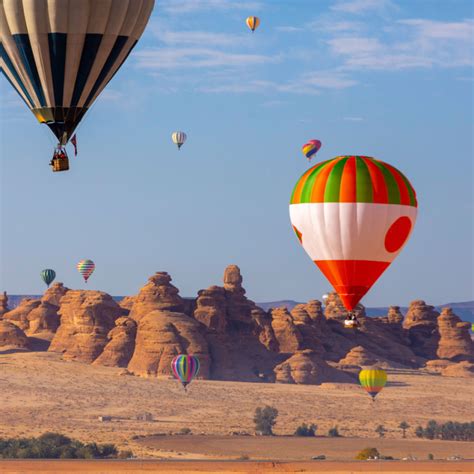 Hot Air Balloon Festival Over Mada In Saleh Hegra Ancient Site Al Ula Saudi Arabia Travel