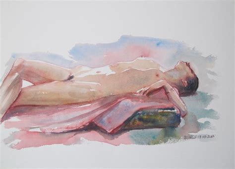Reclining Female Nude Watercolour By Rory Oneill Artfinder