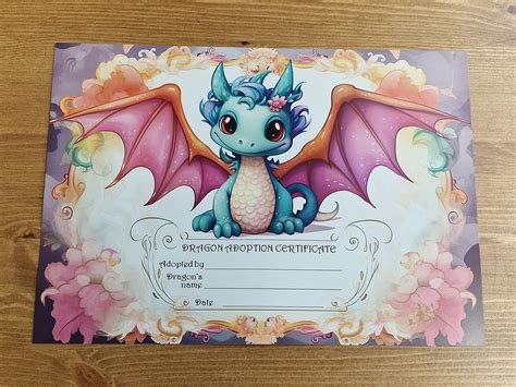 Dragon Adoption Certificate Pet Adoption Party Adopt A Dragon Kidcore