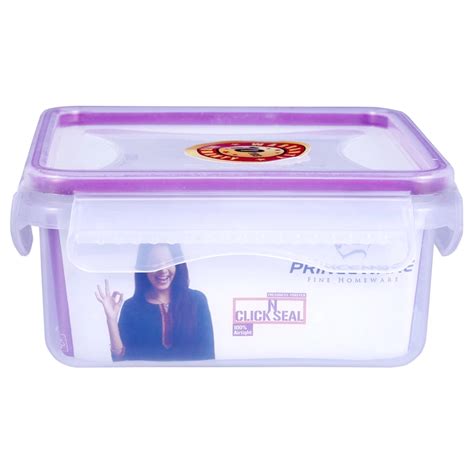 Princeware Click N Seal Transparent Square Plastic Container Ml