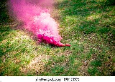 Pink Smoke Bomb Forest Stock Photo (Edit Now) 198433376