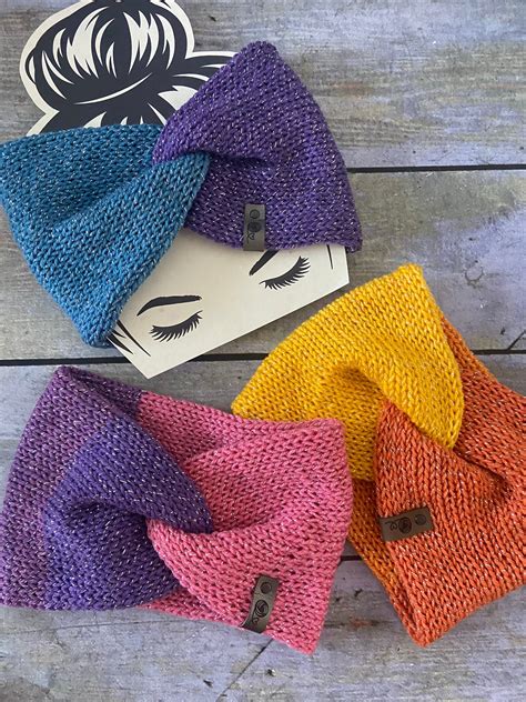 Sparkly Twist Head Wrap Ear Warmer Double Knit Etsy