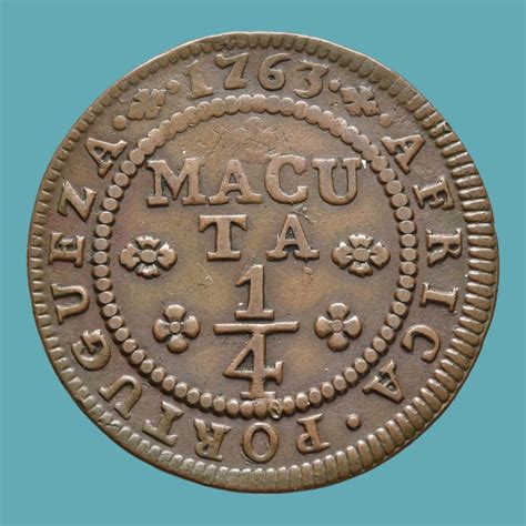 Lot Angola Portuguesa Dom José I ¼ Macuta 1763 Cobre