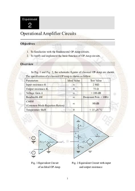 operational amplifier circuits objectives