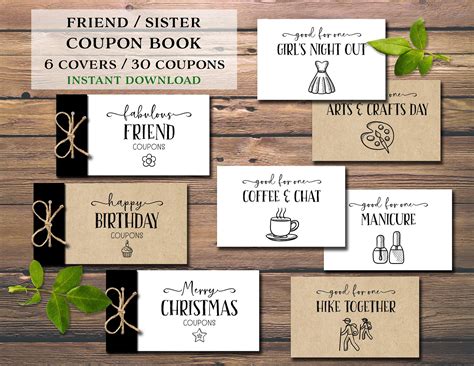 friend coupons coupon book instant  diy printable etsy
