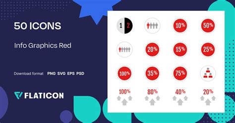 Info Graphics Red Icon Pack Flat 50 Svg Icons
