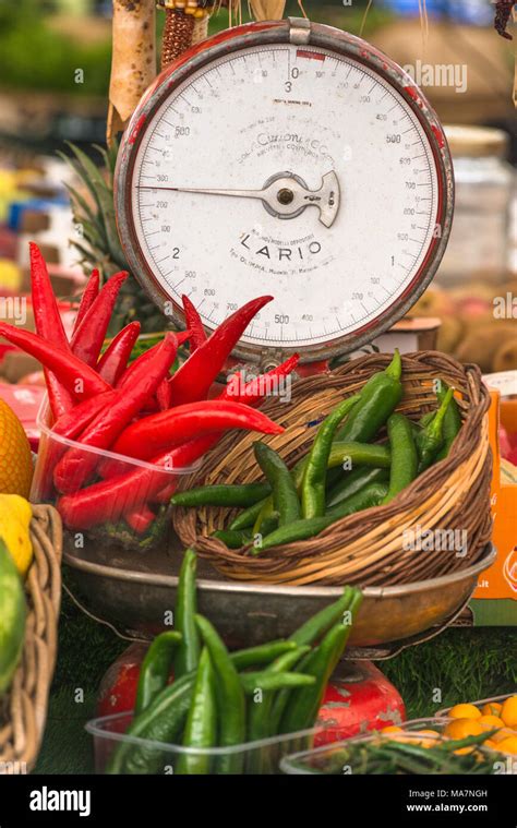 Antique Scales At Colourful Market Stall At Campo De Fiori Market