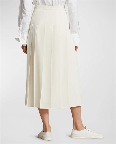 Polo Ralph Lauren Satin Pleated A Line Midi Skirt Neiman Marcus