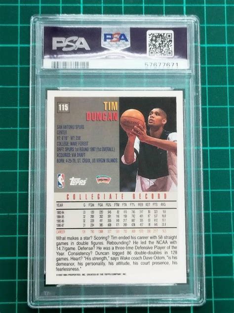 Tim Duncan Topps Rc Psa Yahoo