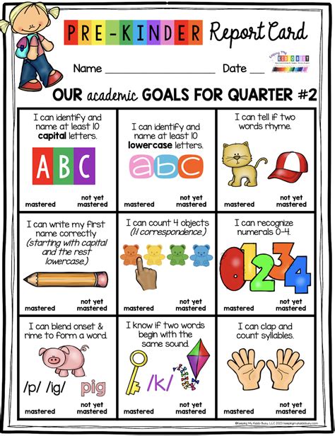 Kindergarten goal chart freebie – Artofit
