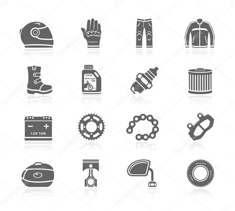 Black Icons Motorcycle Gear Accessories Stock Vector Image By