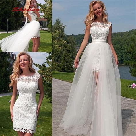 In Lace Wedding Dresses Detachable Skirt Turkey Plus Size Bride