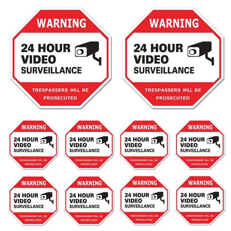 Video Surveillance Sign Pack Cctv Hour Warning Inch Pack